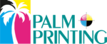 A black and blue logo for palm print.